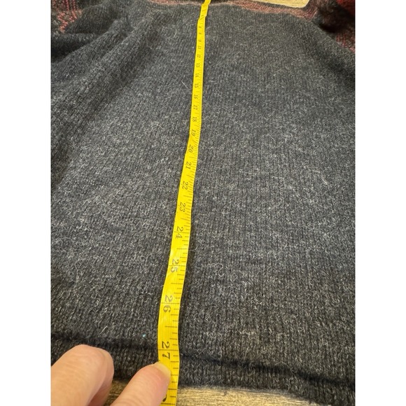 Vintage Obermeyer Sweater Size Medium 1/4 Zip Wool Alpine Design Y2K Gray Red - Picture 8 of 9